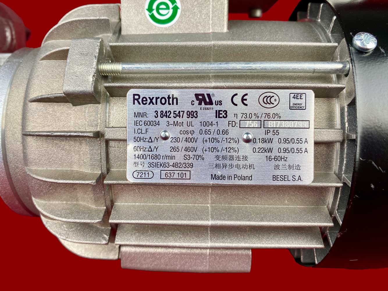 Rexroth 3 842 547 993 üç fazlı motor 3842547993
