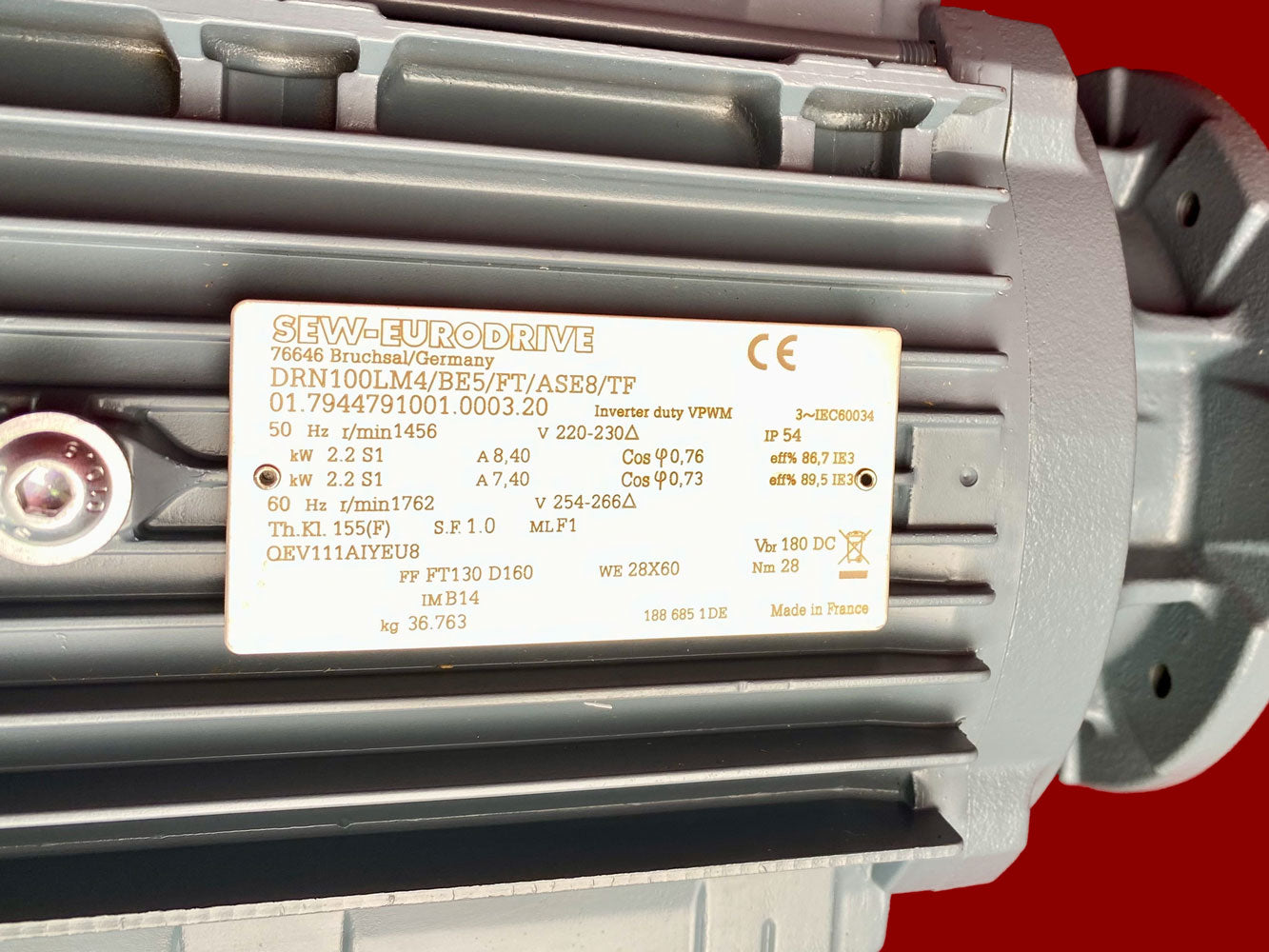 Sew-Eurodrive DRN100LM4/BE5/FT/ASE8/TF MOVIMOT üç fazlı motor